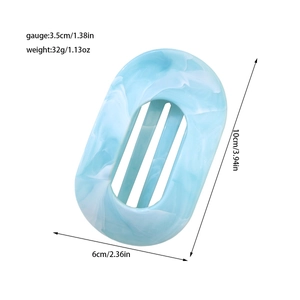 Light blue marble texture ABS flower hair claw clip for women with detailed measurements