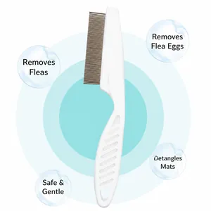 Pet Flea Comb For Dogs And Cats Fine Tooth Grooming Brush With Stainless Steel Pins And Non-slip Plastic Handle