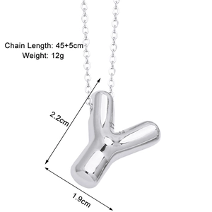 Silver Y-letter balloon pendant necklace detailed specs 45+5cm length and 12g weight