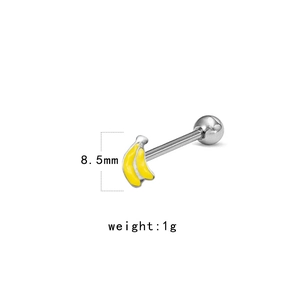 Banana design surgical steel tongue piercer with 8.5mm length and 1g weight