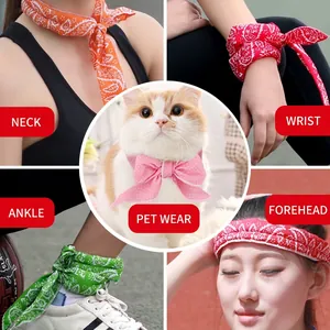 Set de bandanas rafraîchissants à motifs cachemire pour cou, poignet et tête, multicolore