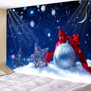 Weihnachts Wandteppich mit Sternenhimmel und glühenden Sternen für Schlafzimmer