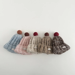 Kinder Strickmütze Bommelmütze Weich Warm Winter Winddicht Kleinkind Jungen Mädchen Süß Mischfarbe Outdoor Accessoire