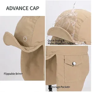 Waterproof winter trapper hat for women with ear flaps and side pocket in khaki