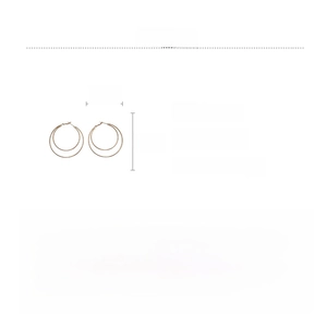 Detail specifications of rose gold layered geometric hoop earrings in iron with dimensions