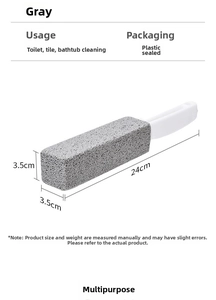 Detail view of pumice stone toilet brush with dimensions 24cm and 3.5cm handle