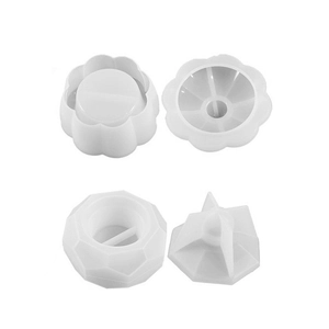 Silicone mold set featuring geometric hexagon and floral pumpkin designs for DIY candle jars