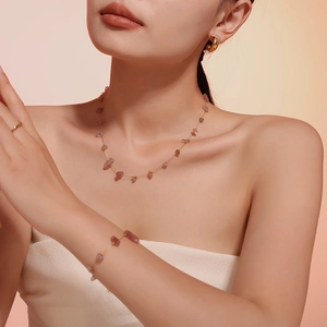 Parure collier et bracelet doré style français avec pierres naturelles violettes