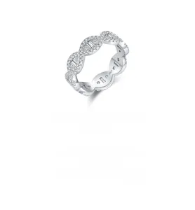 Macro detail of S925 sterling silver stamp and sparkling pave set cubic zirconia crystals