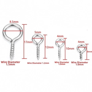Stainless steel pearl screw eye pins in various sizes for DIY jewelry making accessories