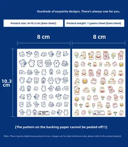 Détail d'autocollants pour ongles ours cartoon avec dimensions 8x10,3cm et poids