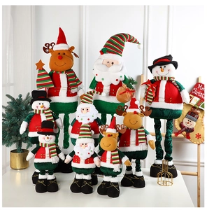 Detail of telescopic Christmas plush toys showing Santa, Snowman and Reindeer figurines
