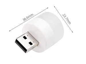Technical drawing showing the 36.6mm length and 23.7mm width of the mini USB night light