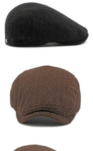 Detail of high-density jacquard flat cap featuring relief diamond texture and metal trim