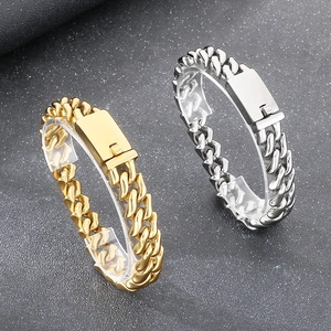 Men Cuban Link Bracelet Heavy 316L Stainless Steel Wide Chain High Polished Fashion Punk Hip Hop Trendy Jewelry Accessory