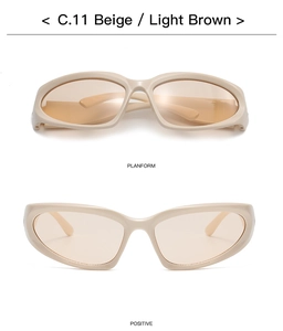 Dual view of beige cycling sunglasses with light brown lenses in sport wrap style