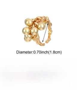Detailed view of gold irregular grape-style ring with 1.8cm diameter specifications