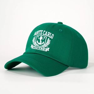 Dunkelgrüne Vintage-Baumwoll-Baseballkappe mit Monaco Monte Carlo Stickerei