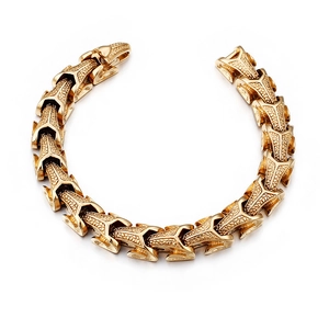 Bracelet punk vintage en acier titane doré avec maille en forme de colonne vertébrale