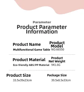 Detailed specifications of baby walker game table showing ABS material and dimensions