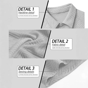 Completo estivo da uomo grigio in maglia jacquard con camicia a maniche corte e pantaloncini