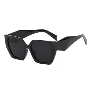 Modern black square polygon sunglasses with thick frames and dark lenses for men and women