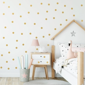 Golden polka dot wall stickers for kids bedroom DIY self-adhesive wall decor scene