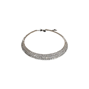 Elegant multi-row silver rhinestone choker necklace with sparkling crystals for women