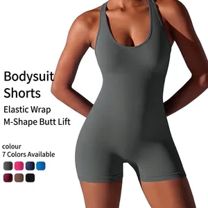 Women's Seamless One-Piece Yoga Romper Breathable Open Back Athletic Bodysuit For Fitness Gym Sportswear Cotton Blend