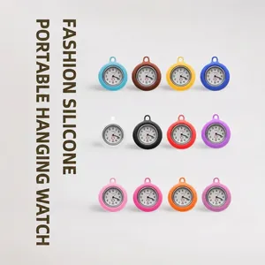 Nurse Watch Silicone Hanging Pocket Watch Quartz Round Dial Medical Cross For Doctors Students Colorful Detachable