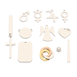 Polished stainless steel pendants including cross heart and smiley face in gold and silver