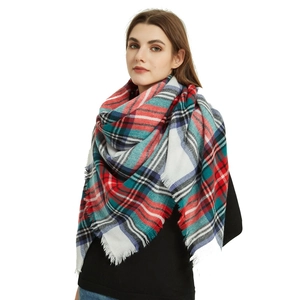 Large Square Scarf Plaid Checkered Tassel Imitation Cashmere Warm Winter Shawl Wrap For Women Casual Fashion
