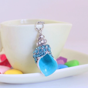 Portachiavi conchiglia creativa con cristalli azzurri per borse da donna chic