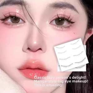 Macro view of waterproof lower lash tattoo stickers for a manga big eye makeup look