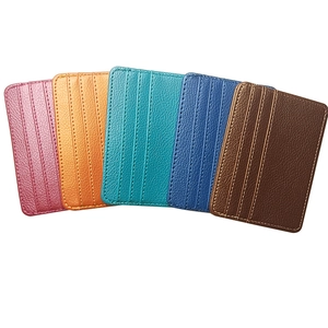 Five-color PU leather card holders with lychee texture and multi-slot design