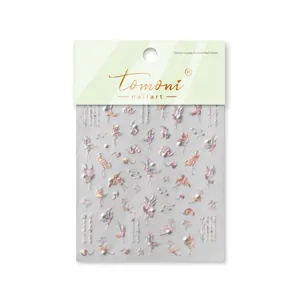 Holographic crystal diamond nail stickers with Chinese crane and cloud patterns
