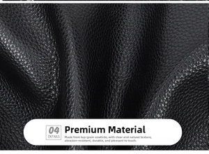 Macro shot of premium black lychee-textured cowhide leather surface on a crossbody bag