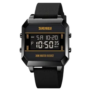 Digital Sports Watch With Zinc Alloy Case And Silicone Strap Waterproof Dual Time Chronograph LED Backlight Alarm For Men
