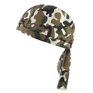 Classic woodland camouflage durag with long ties for sports and hip hop streetwear style