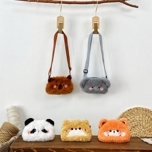 Kids Animal Plush Crossbody Bag Mini Cartoon Panda Bear Koala Shoulder Bag Toddler Girls Soft Furry Purse