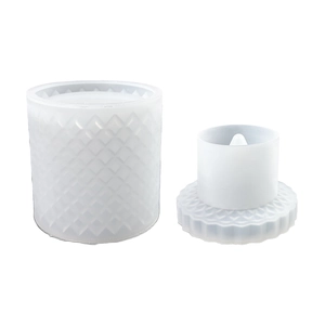 Silikonform-Set mit Rautenmuster-Dose und gewelltem Deckel für DIY-Harz-Handwerksprojekte