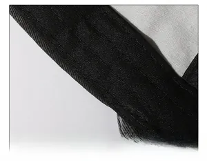 Macro view of widened thickened black sweatband with reinforced stitching on baseball cap