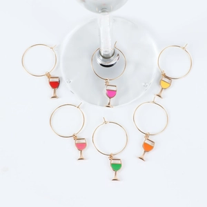 Wine Glass Charms Colorful Enamel Zinc Alloy Drink Markers Identifying Rings Party Banquet Bar Decoration