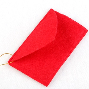Christmas red felt envelope tree ornament with gold hanging rope for candy and cards