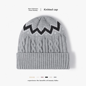 Knitted Beanie Hat Faux Fur Lined Thick Cable Knit Winter Warm Ear Protection Striped Pattern For Women Men Outdoors