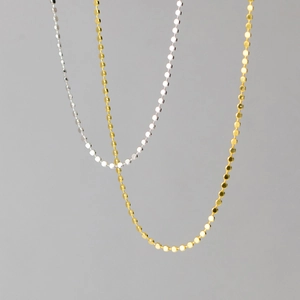 925 Sterling Silver Disc Link Necklace Minimalist Round Plain Surface Dainty Chain For Women Elegant Daily Jewelry