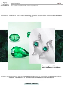 Detail von Schlangenohrringen mit smaragdgrünem Zirkon und funkelndem Pavé-Diamantenbesatz