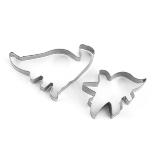 12-piece stainless steel cookie cutter set featuring dinosaur shapes for DIY baking