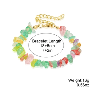 Detail view of multi-color stone beaded bracelet showing 18+5cm length and 16g weight