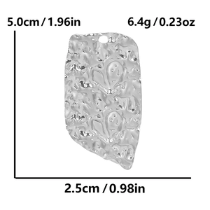 Detail showing irregular 304 stainless steel pendant dimensions and hammered texture surface